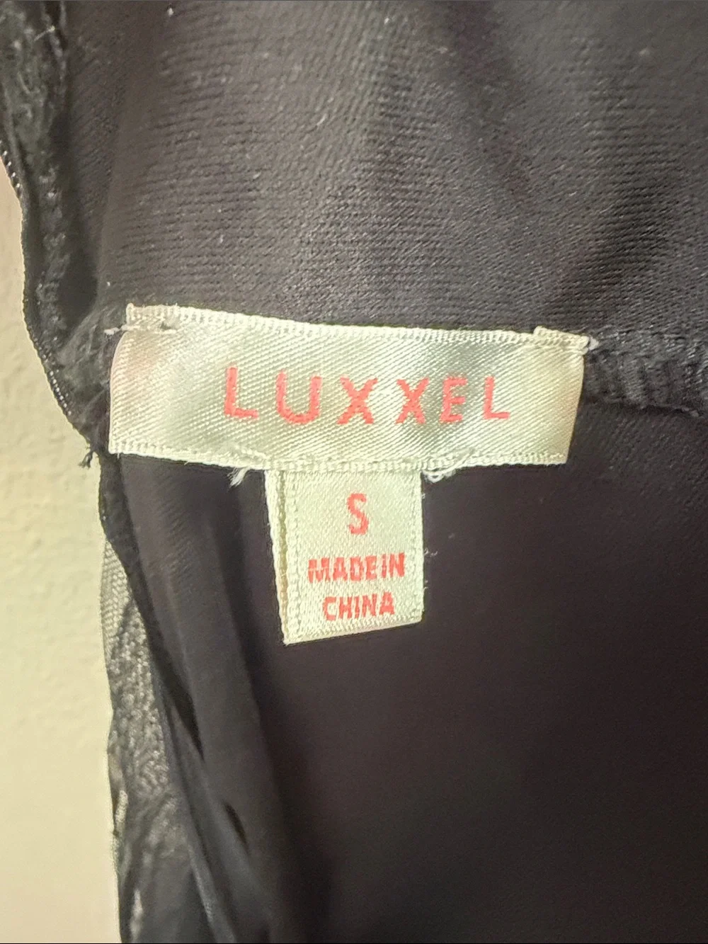 Luxxel Black Sequin V-Neck Mesh Maxi Slip Dress SzS